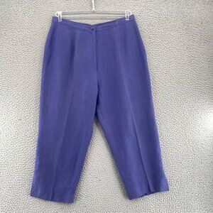 Kasper Pants Womens 12 Petite Purple Linen Silk Skimmer Capri Office Career Work